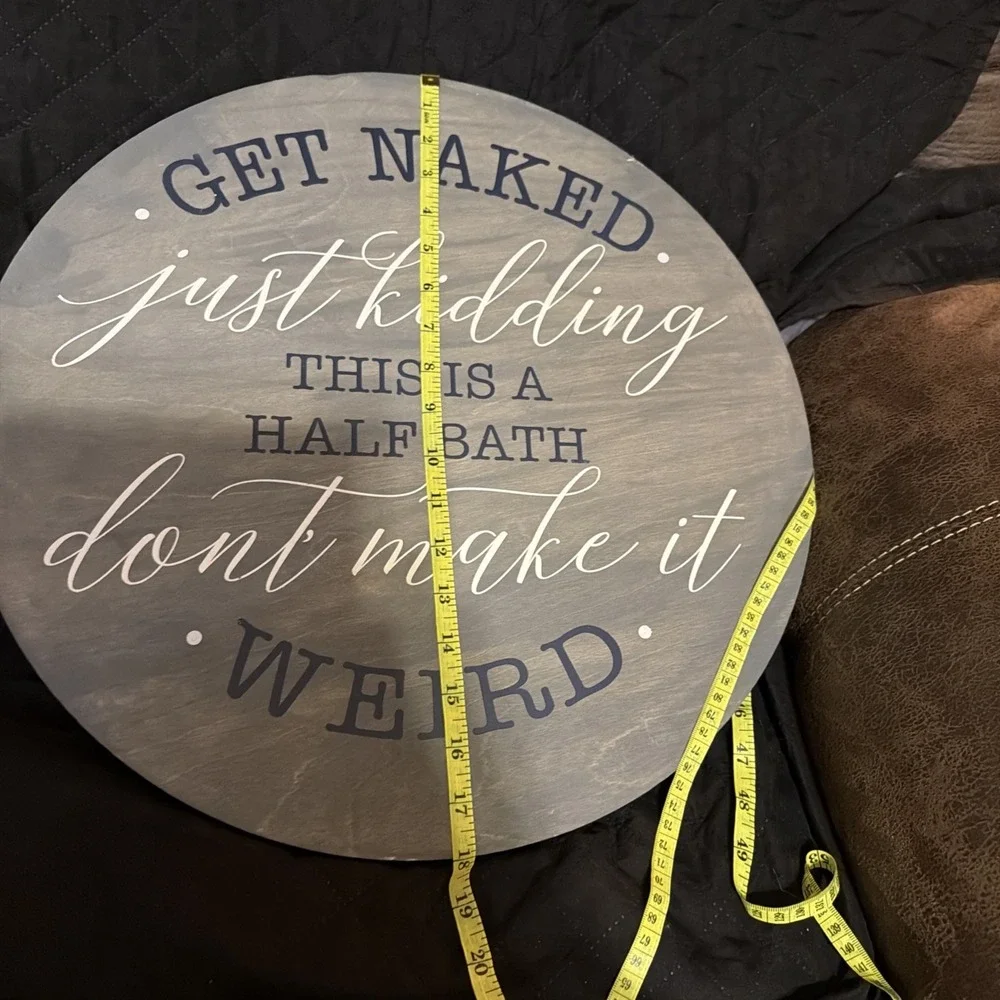 Bathroom Farmhouse Door/Wall Sign‎ Hanger Wreath Round Plaque 12